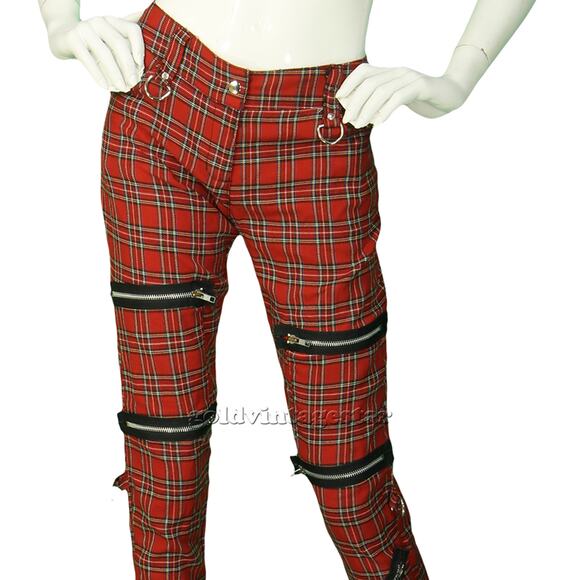 Y2K Vintage Lip Service Skinny Tartan Plaid Ska Emo Punk Rock Gothcore Pants 32 - Picture 1 of 11